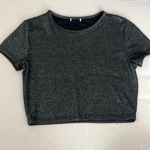 black sparkly cropped top dynamite/garage. size is XS.
